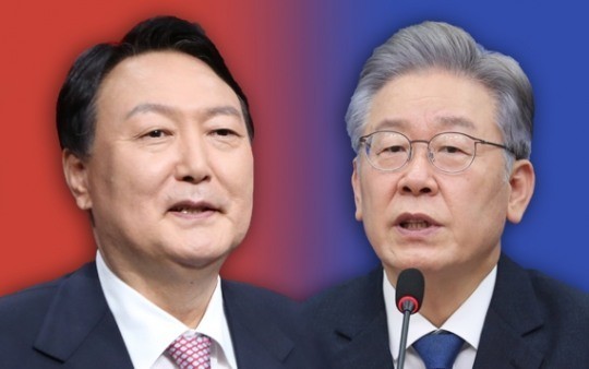  윤석열 국민의힘 대선 후보(왼쪽),.이재명 더불어민주당 대선 후보