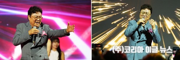 가수 남진씨가 공연을 하고 있다.