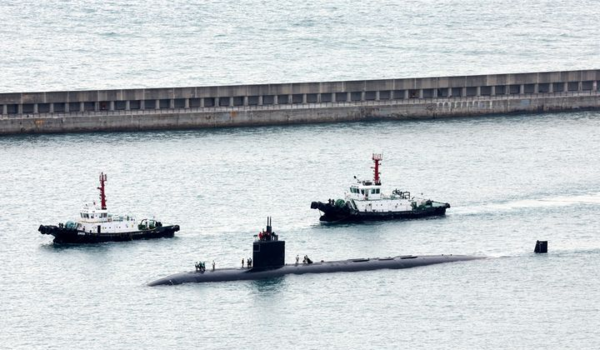 美 공격형 핵추진 잠수함 '그린빌함' 부산작전기지 입항