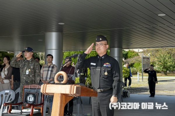 백준철(준장) 기초군사교육단장 주관으로 해군병 729기 입영식을 개최했다.   (사진=하사 최혜진)